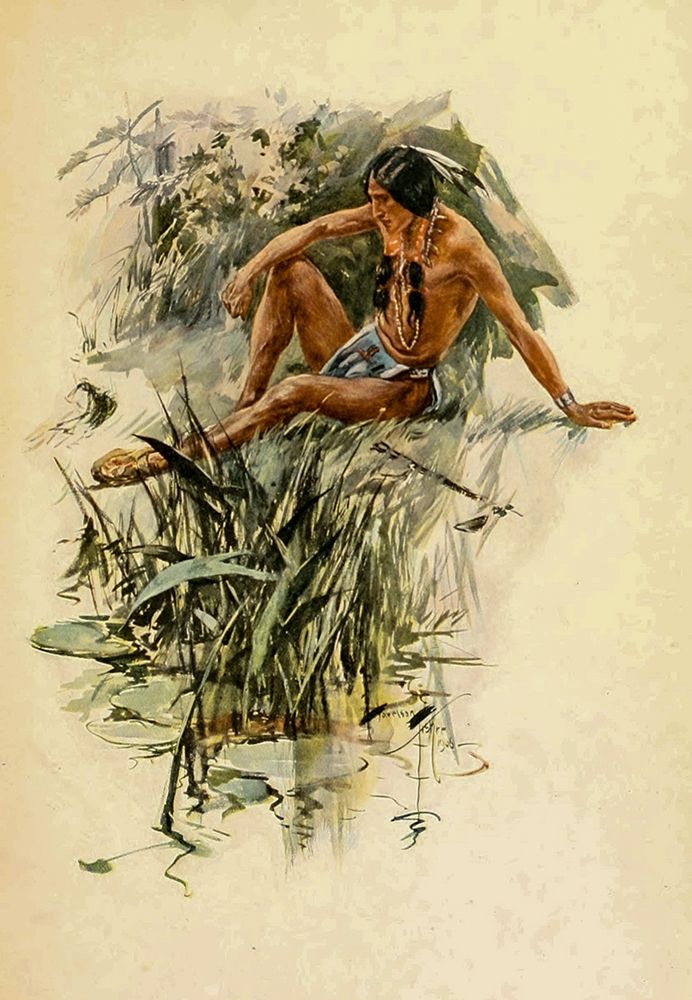 Indian by the river from The Song of Hiawatha 1906