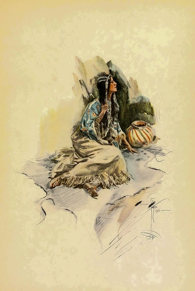Indian Woman with pot from The Song of Hiawatha 1906