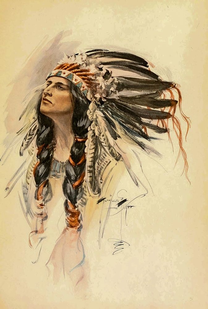 Indian with Head Dress from The Song of Hiawatha 1906