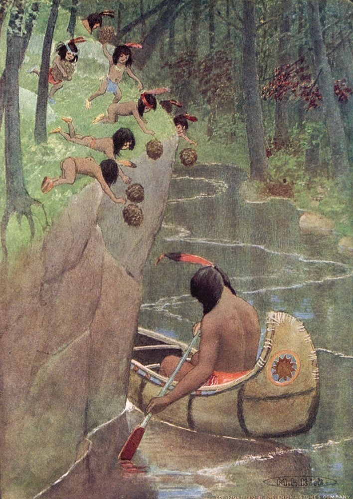 They hurled down pinecones from Story of Hiawatha 1910