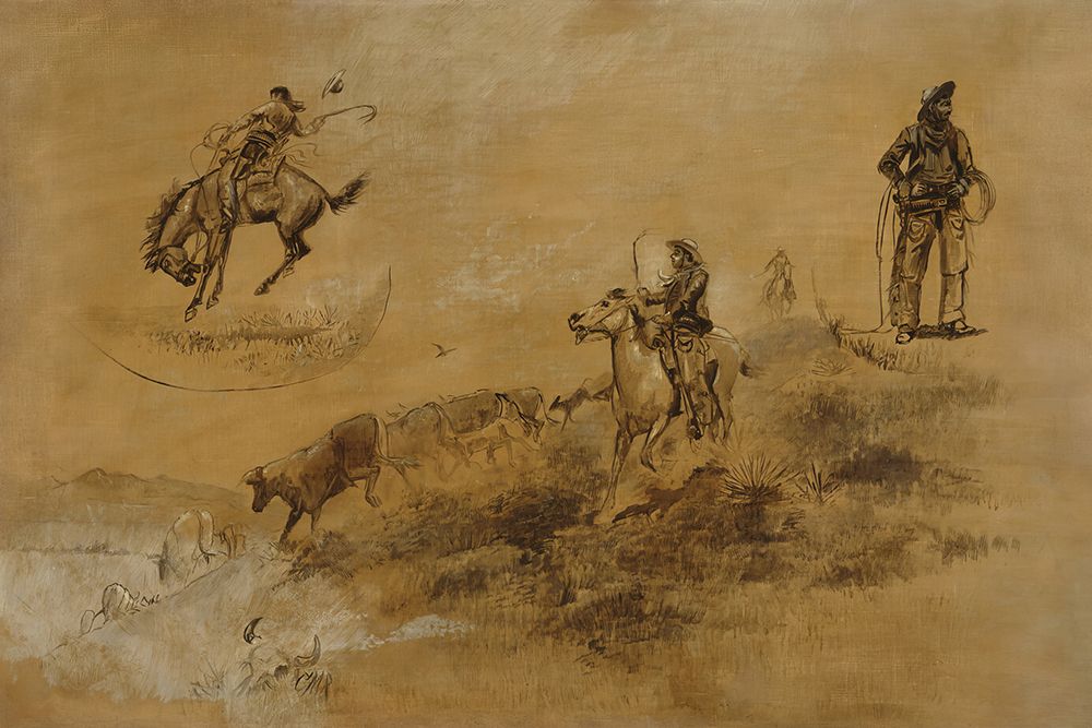 Bronco Busting-Driving in. Cow Puncher