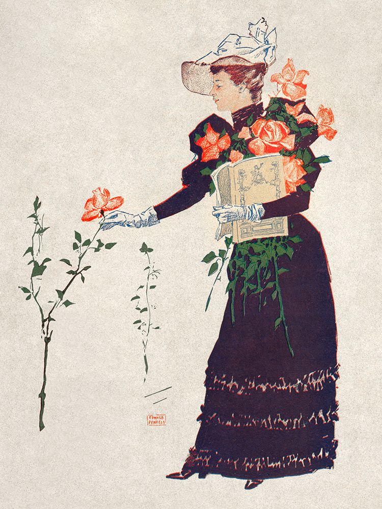 Woman Picking up Flowers