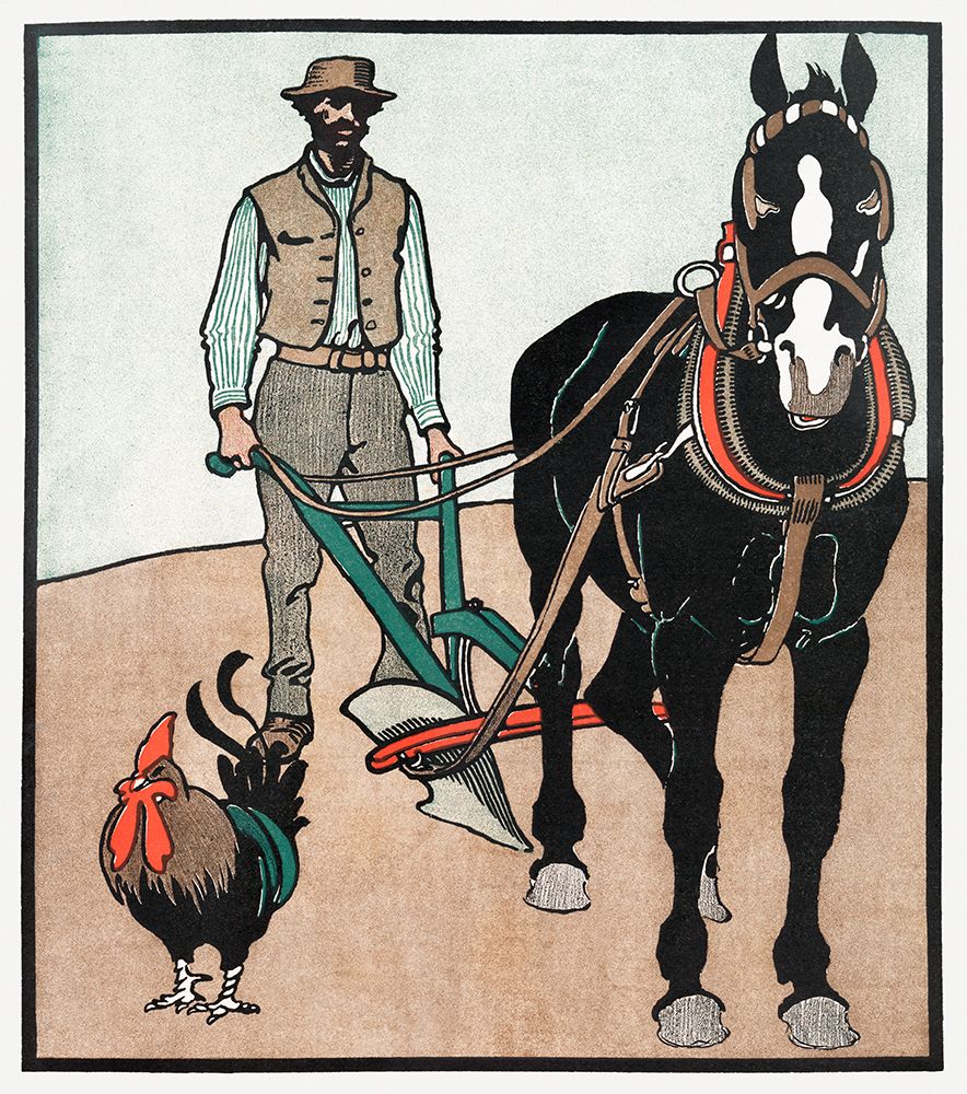 Man with Rooster and Horse