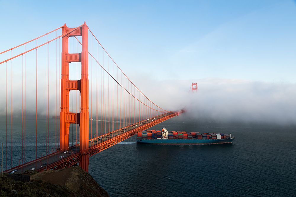 Fog rolls across the Golden Gate Bridge in San Francisco