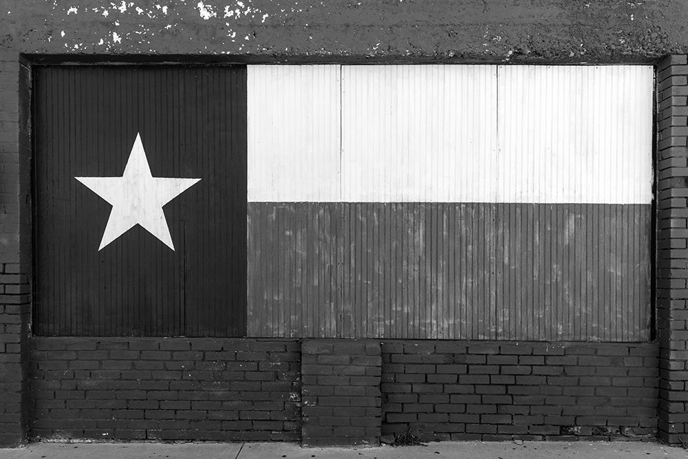 Texas flag-painted on boarded-up window