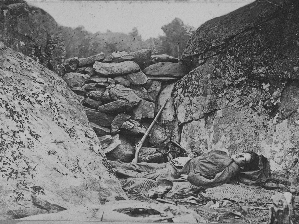 Rocks could not save him at the Battle of Gettysburg