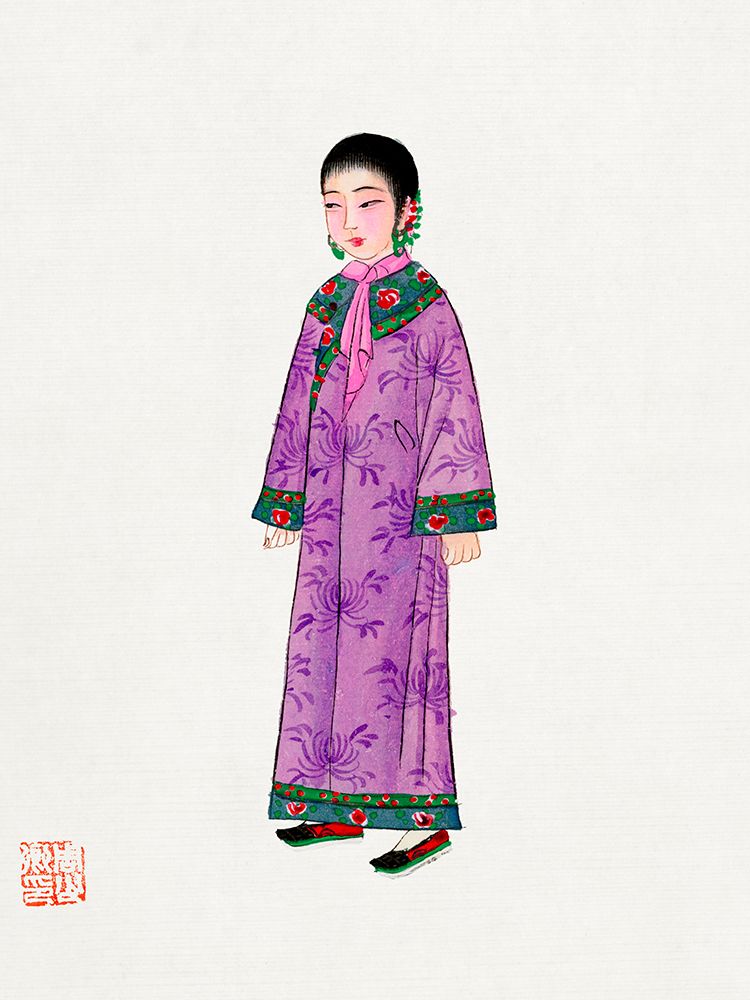 Woman in purple Manchu robe