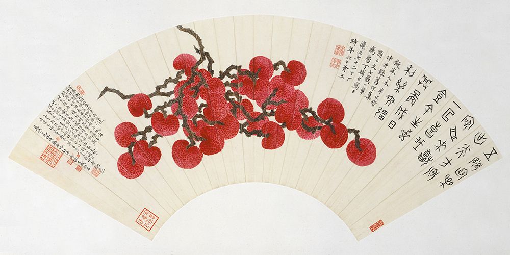 Lychees on a Chinese Fan