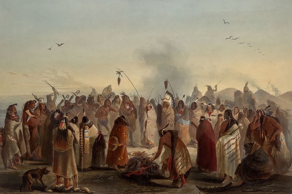 Scalp dance of the Minatarres Indians