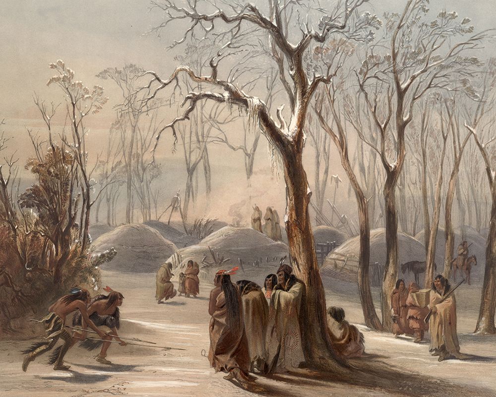 Winter village of the Minatarres Indians