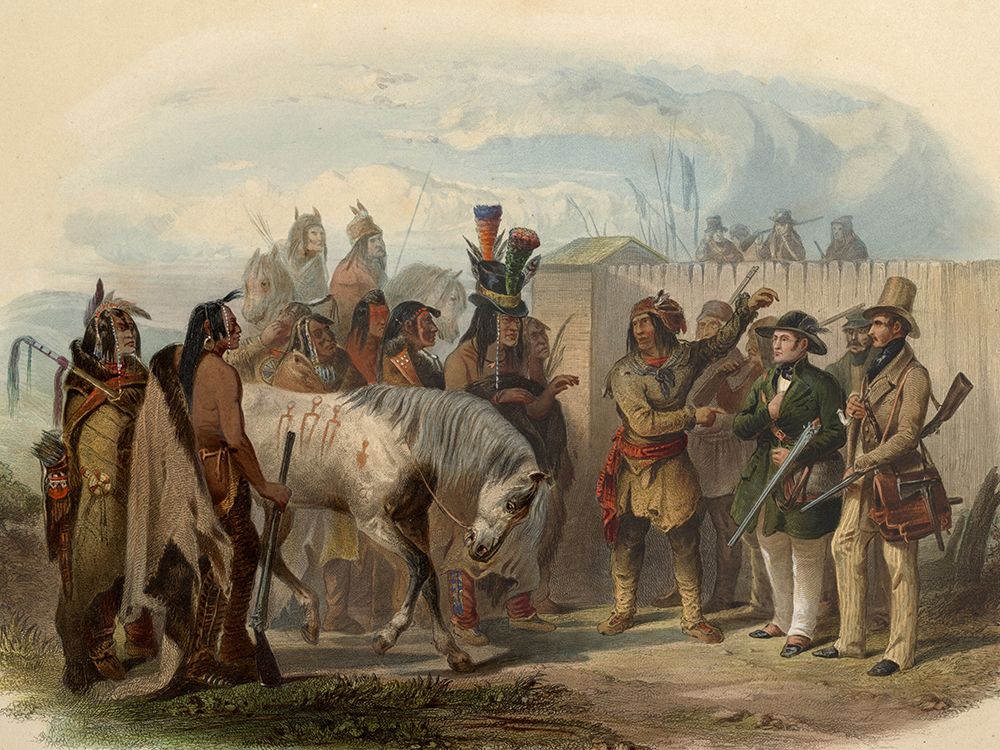 The travellers meeting with Minatarre indians