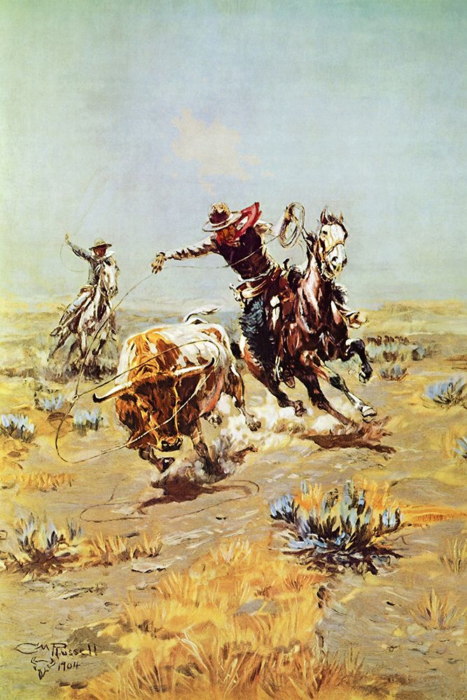Cowboy Roping a Steer