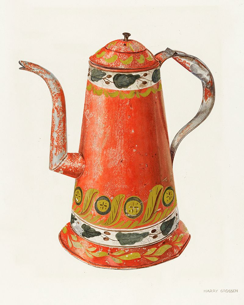 Toleware Tin Coffee Pot 1938