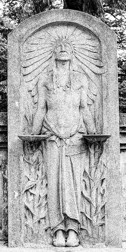 Native American Stonework on the Riverwalk in San Antonio-Texas
