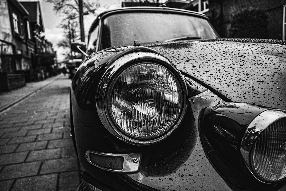 Vintage Headlight in Rain