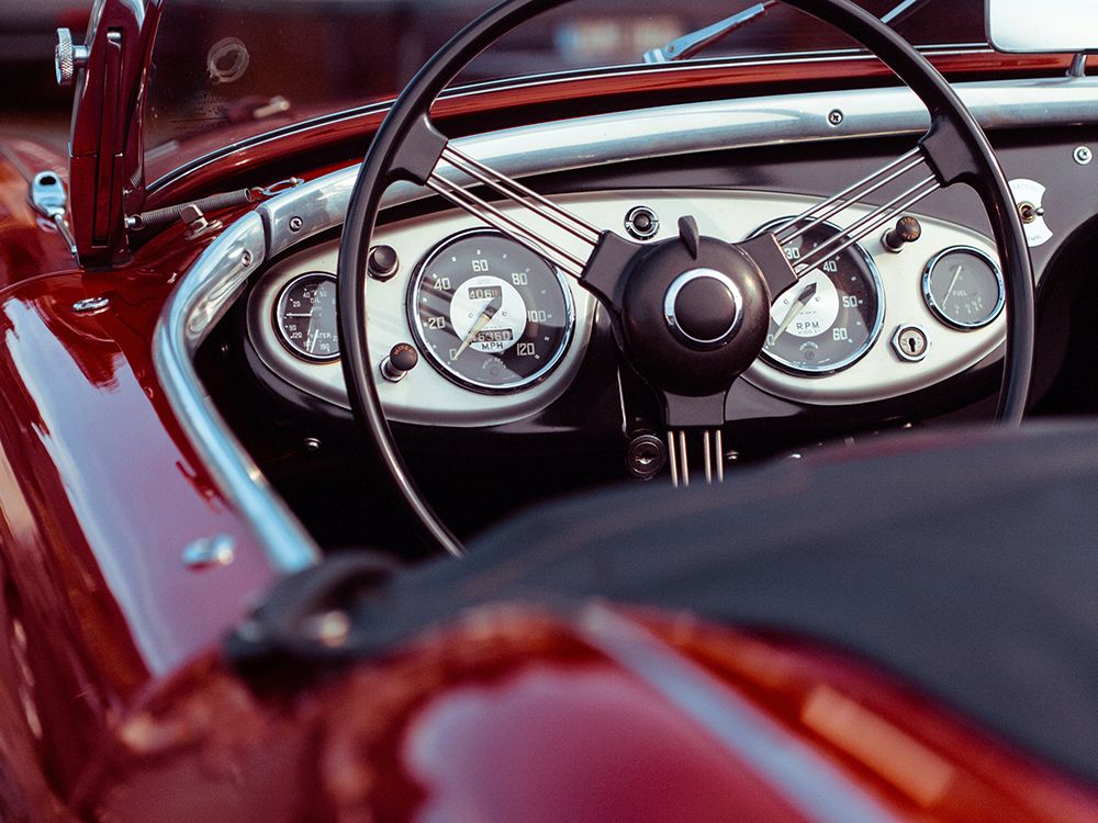 Vintage Red Sports Car Interior