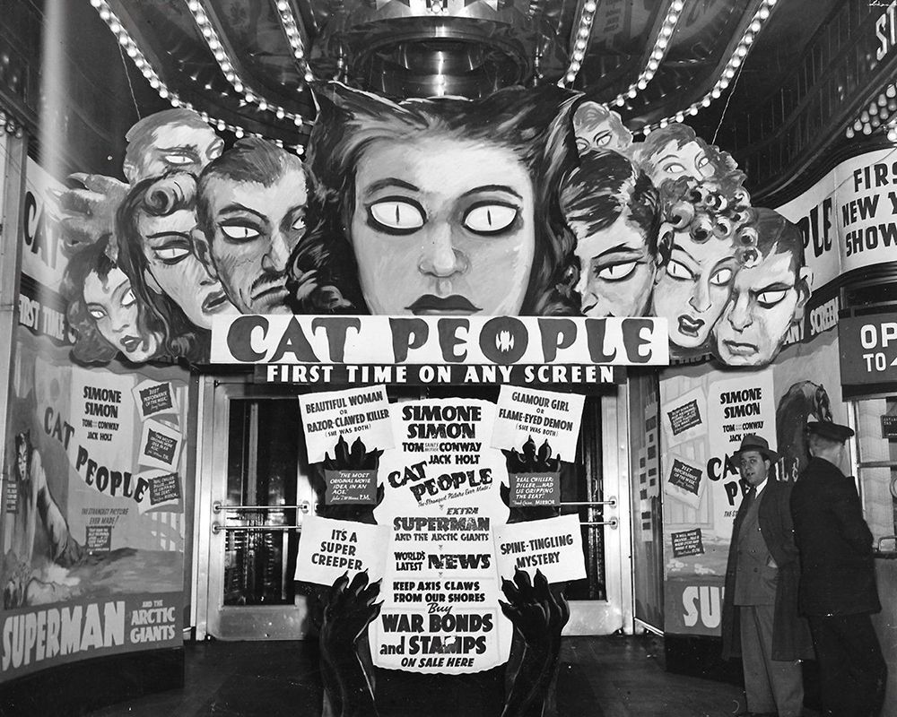 Cat People advertisements at theater entrance