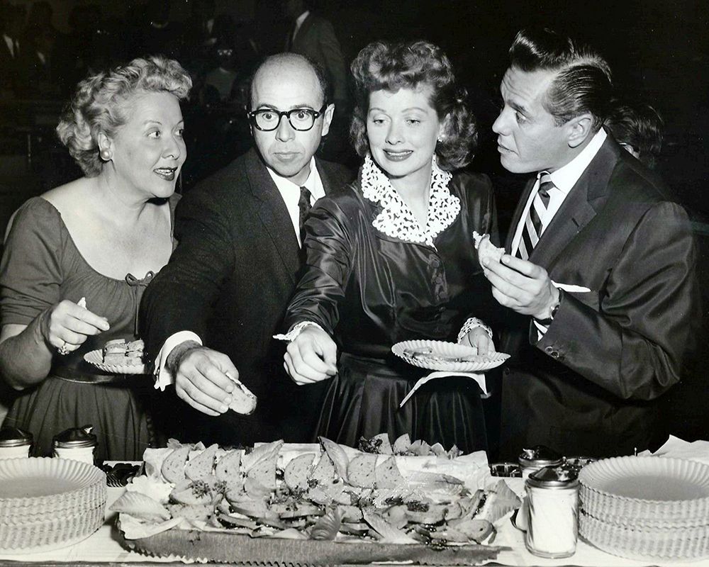 Vivian Vance, Jess Oppenheime, Lucille Ball, and Desi Arnaz, 1955