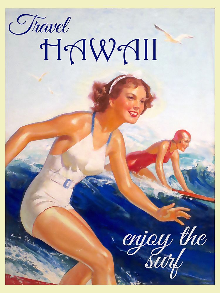 Hawaii Surfing Travel Poster