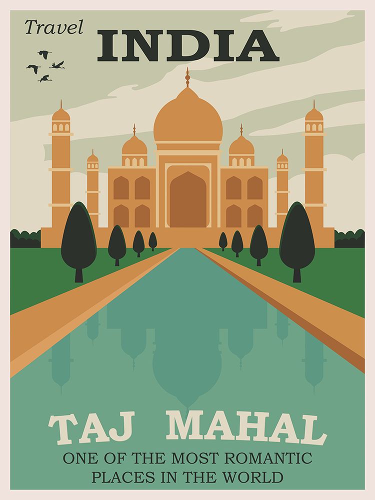 India Taj Mahal Travel Poster