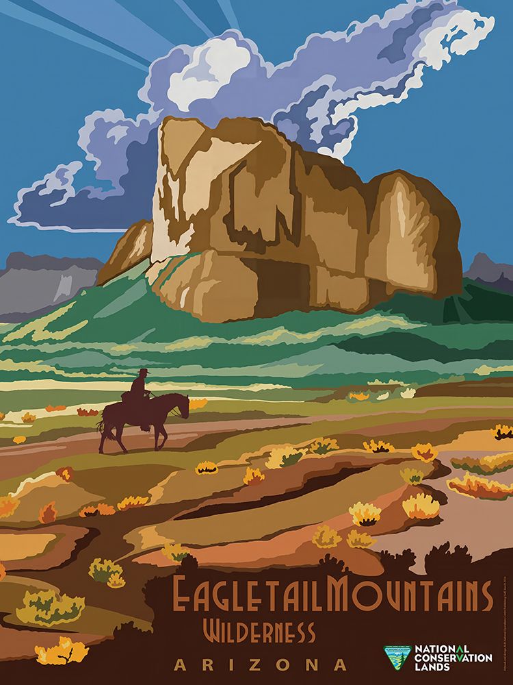Arizona Eagletail Mountains Vintage Travel Poster