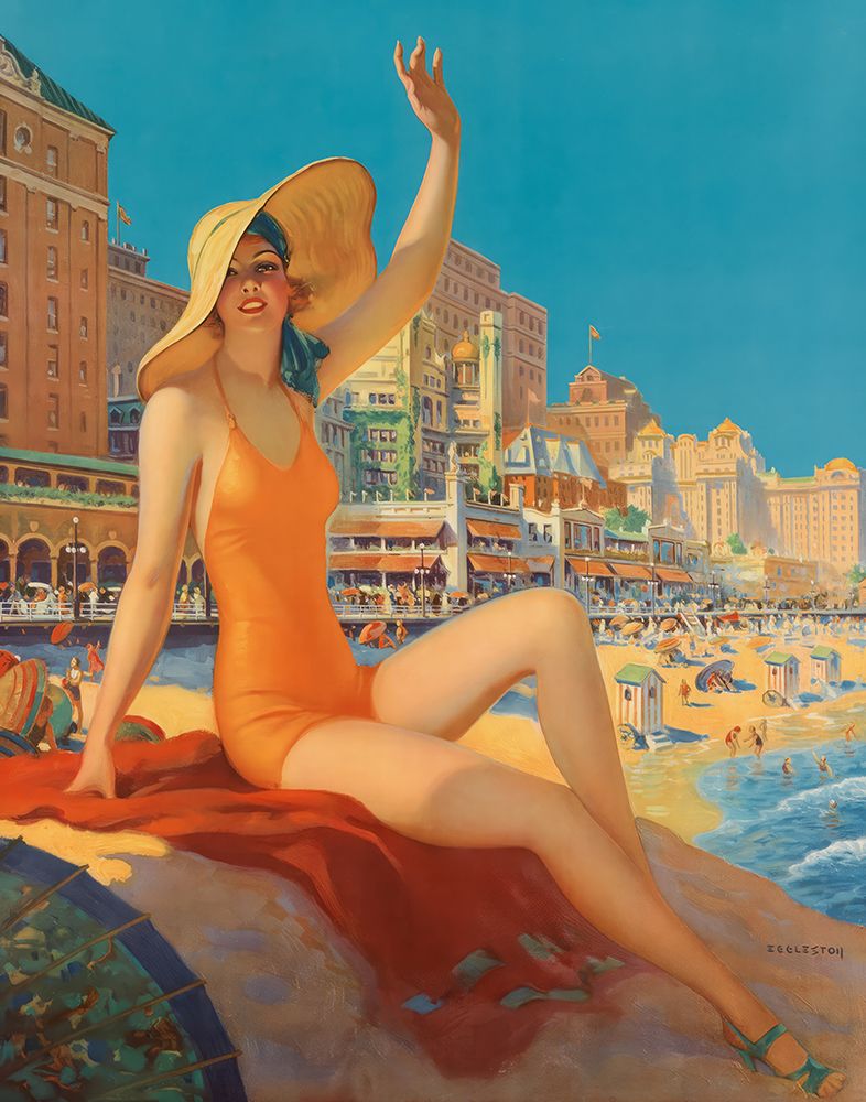 Atlantic City Detail Vintage Travel Poster