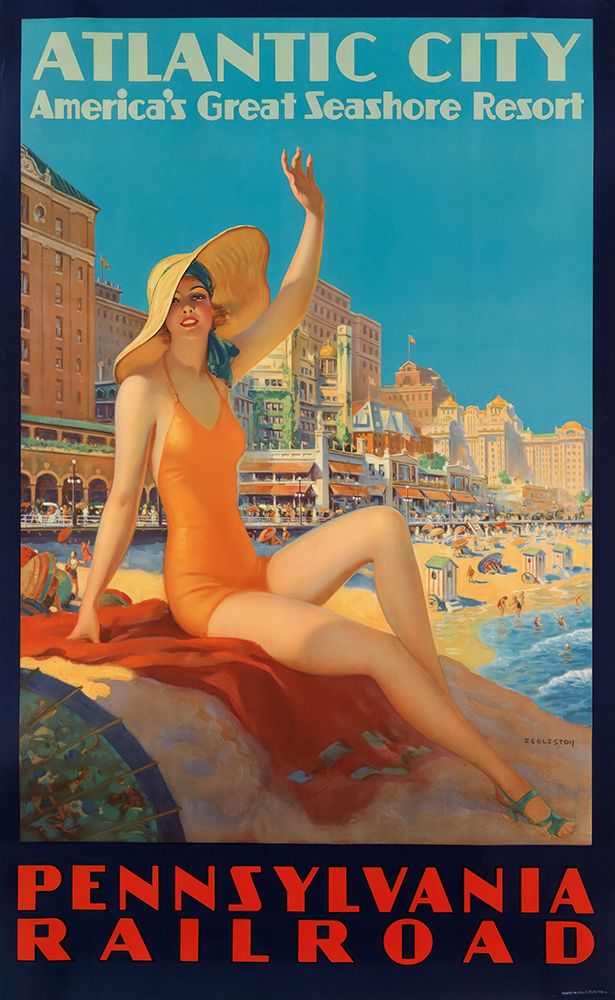 Atlantic City Vintage Railroad Travel Poster