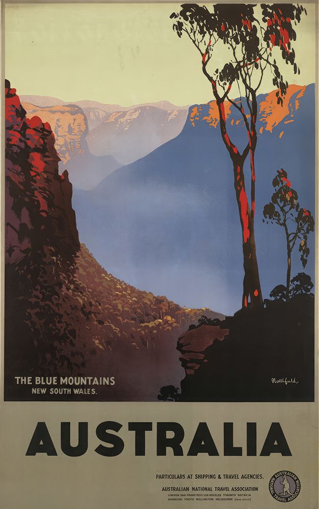 Australia Blue Mountains Vintage Travel Poster