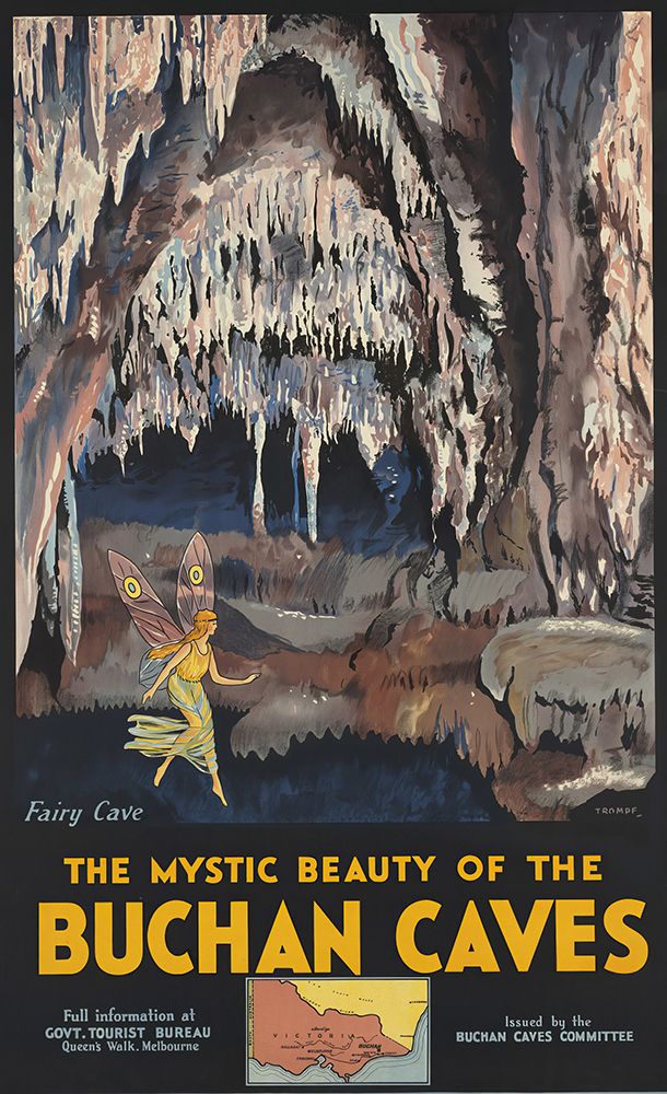 Australia Buchan Caves Vintage Travel Poster