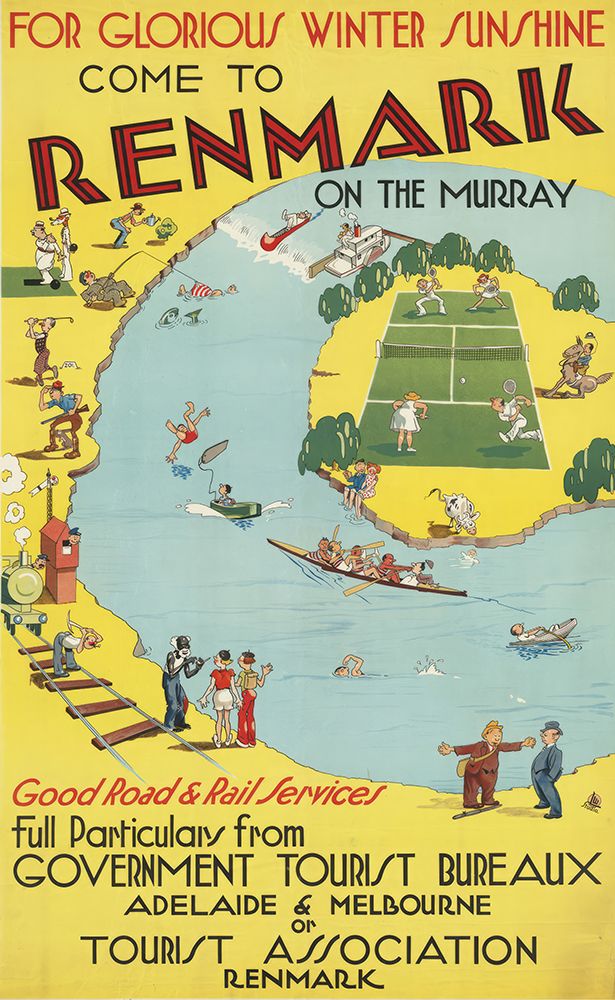 Australia by Rail Vintage Travel Poster Adelaide and Melbourne