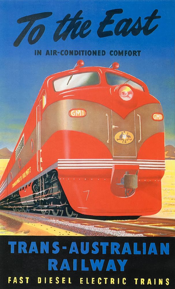 Australia Commonwealth Railways Poster To the East Trans Australian 1940