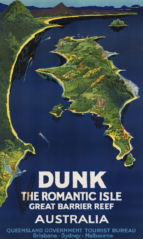 Australia Dunk Great Barrier Reef Vintage Travel Poster