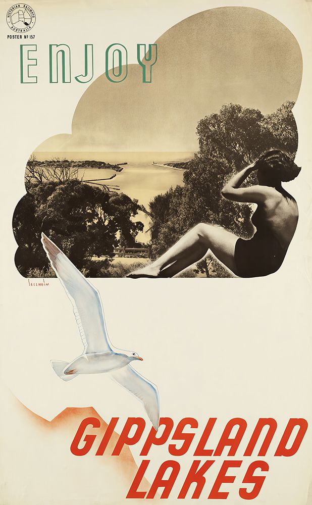 Australia Gippsland Lakes Victoria Vintage Travel Poster