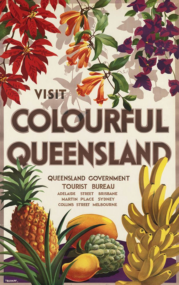 Australia Queensland Vintage Travel Poster