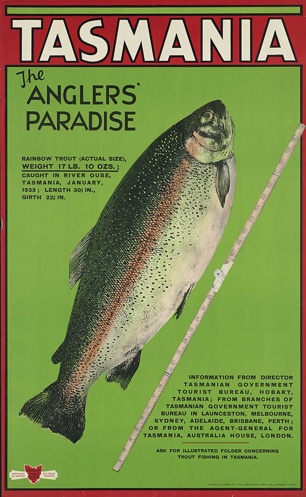 Australia Tasmania Fishing Vintage Travel Poster