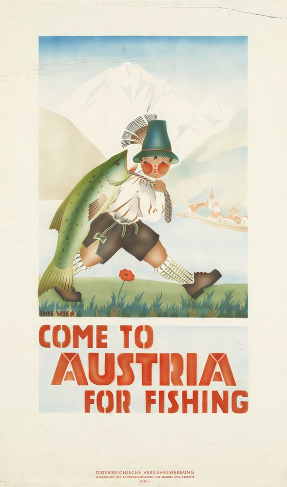 Austria Fishing Vintage Travel Poster