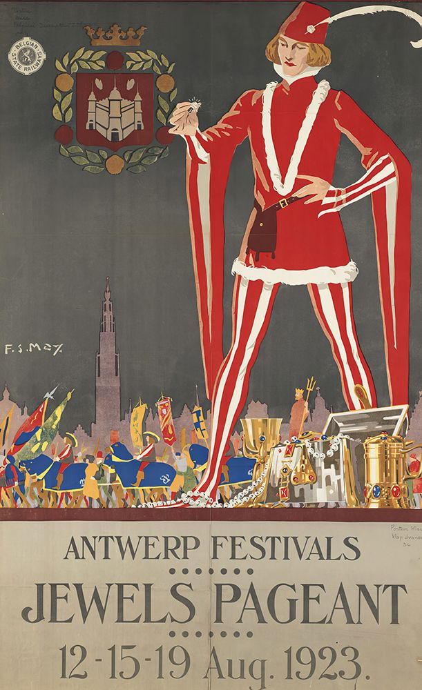 Belgium Antwerp Vintage Travel Poster