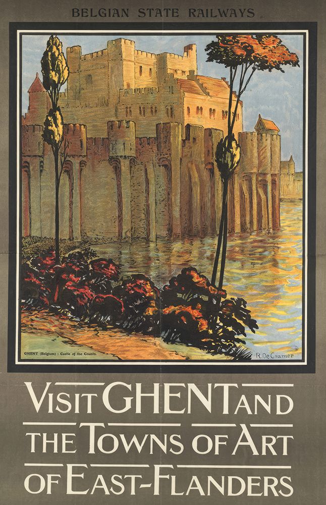 Belgium Ghent Vintage Travel Poster