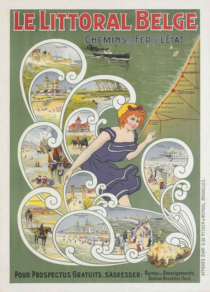 Belgium Le Littoral Belge Vintage Travel Poster