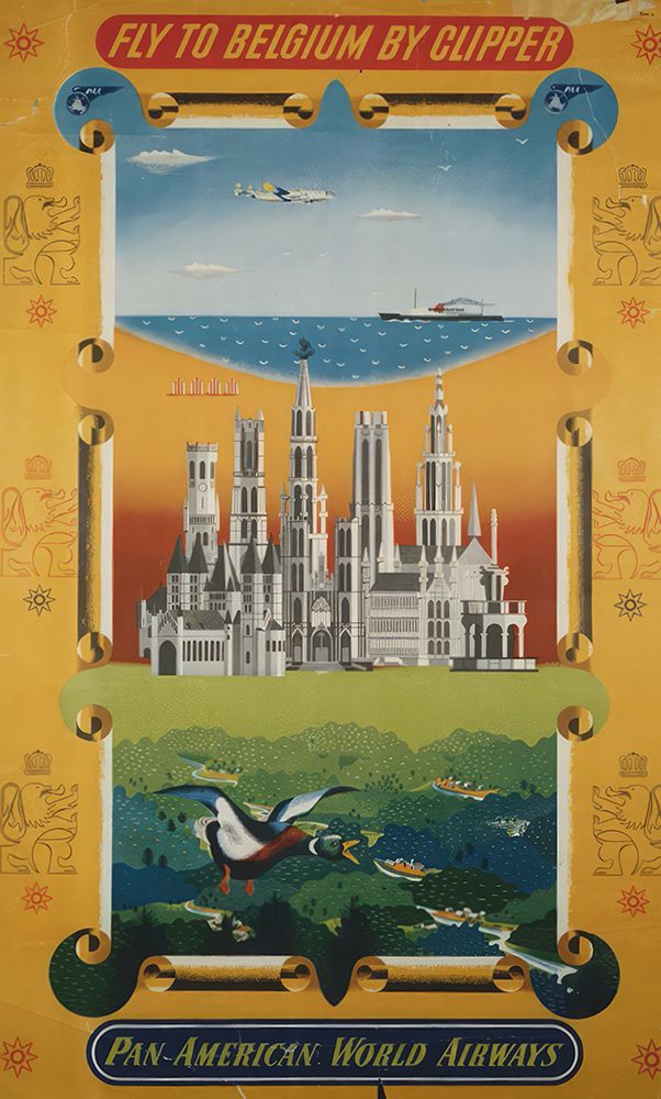 Belgium Vintage Air Travel Poster