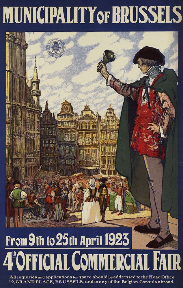 Belgium Vintage Travel Poster Brussels 1923