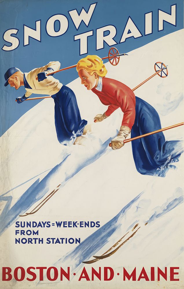 Boston and Maine Vintage Railroad Ski Poster