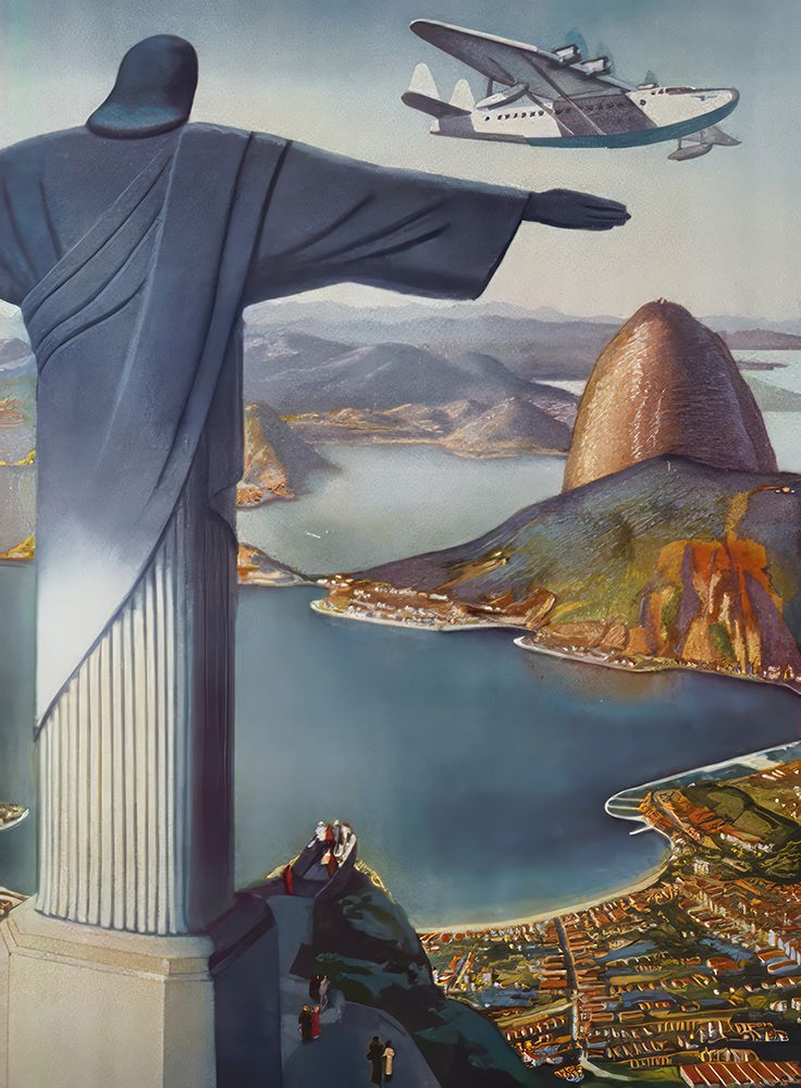Brazil Clipper Rio Vintage Air Travel Poster