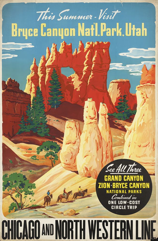 Bryce Canyon National Park Utah Vintage Rail Travel Poster