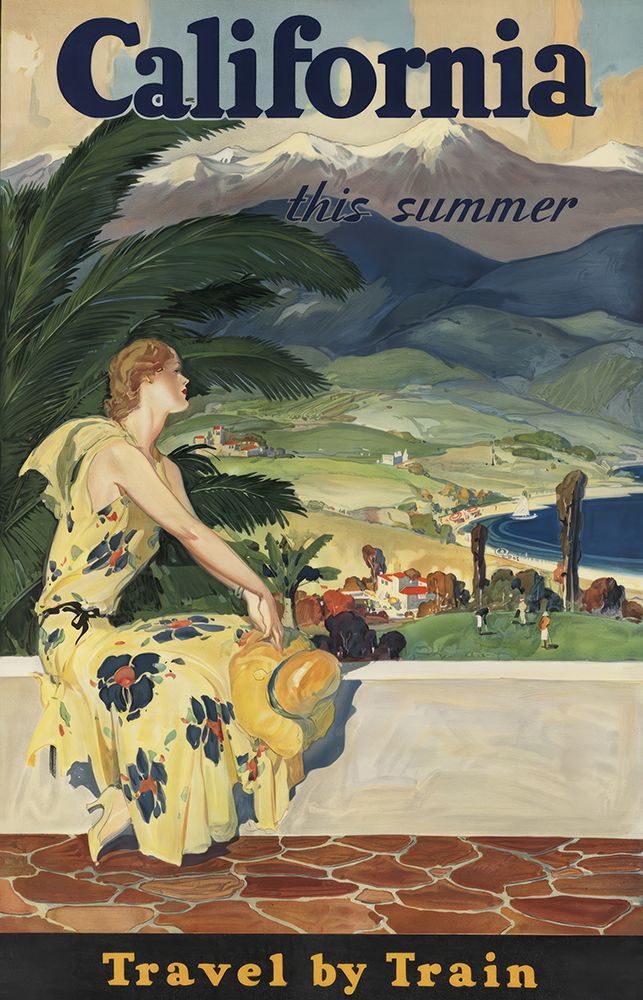 California by Train Vintage Travel Poster