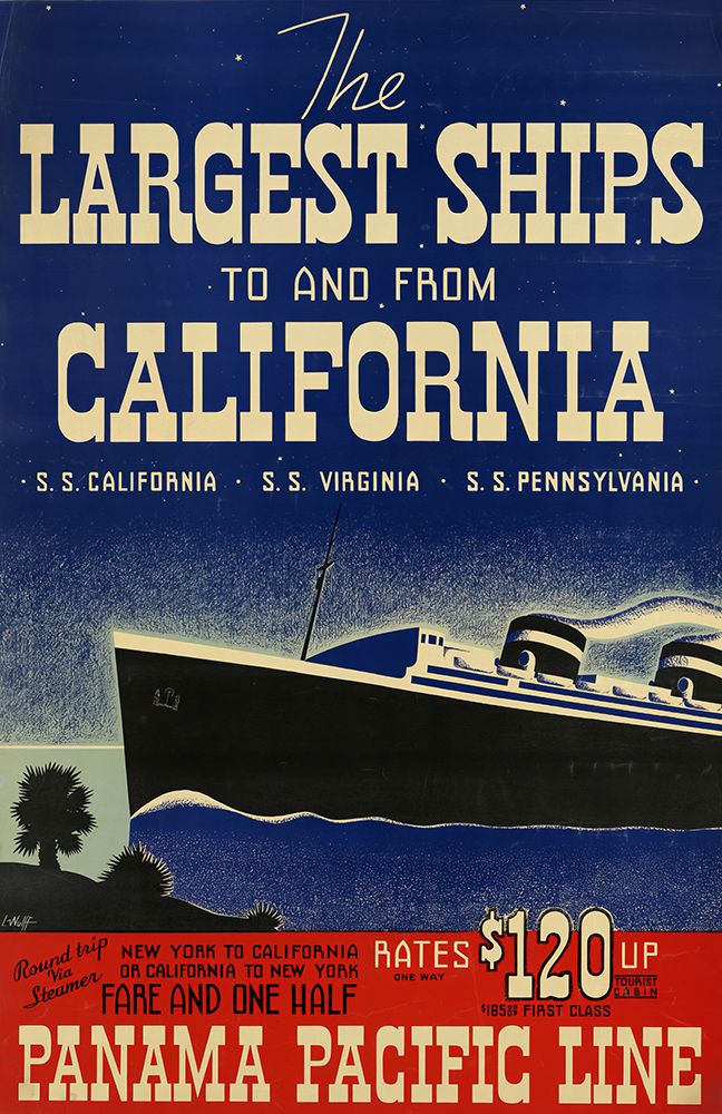 California Panama Pacific Line Vintage Travel Poster
