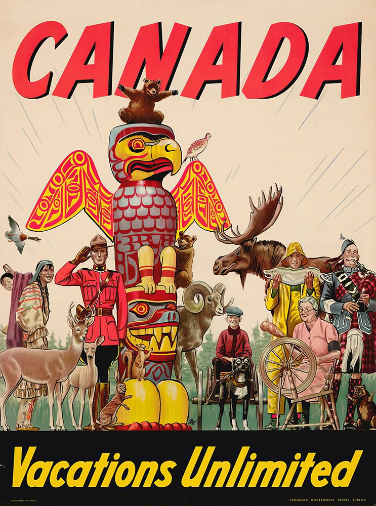 Canada Vacations Unlimited Vintage Travel Poster