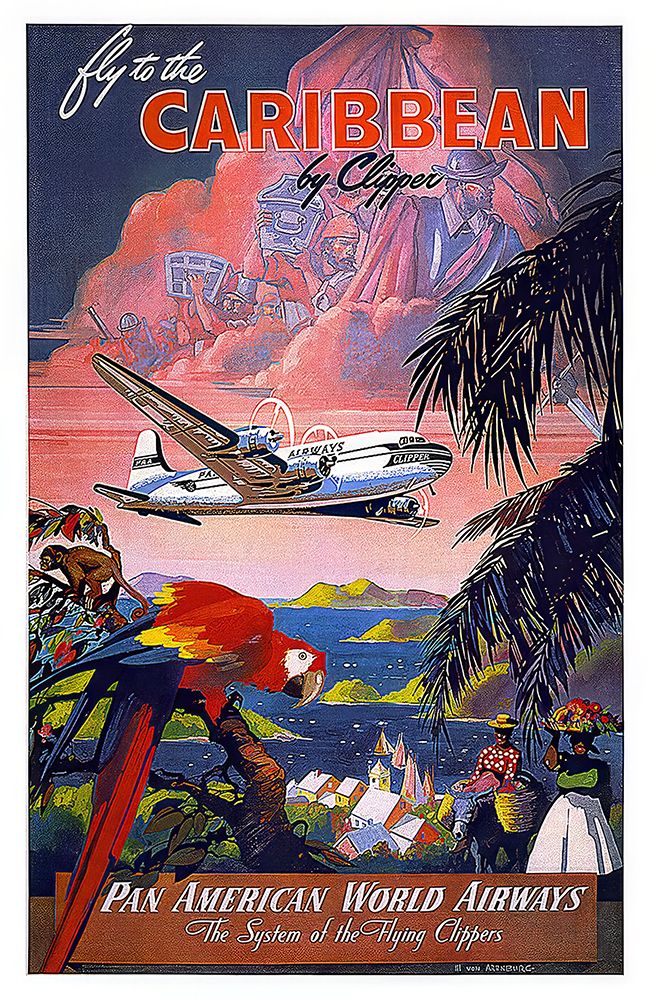 Caribbean by Clipper Vintage Travel Poster