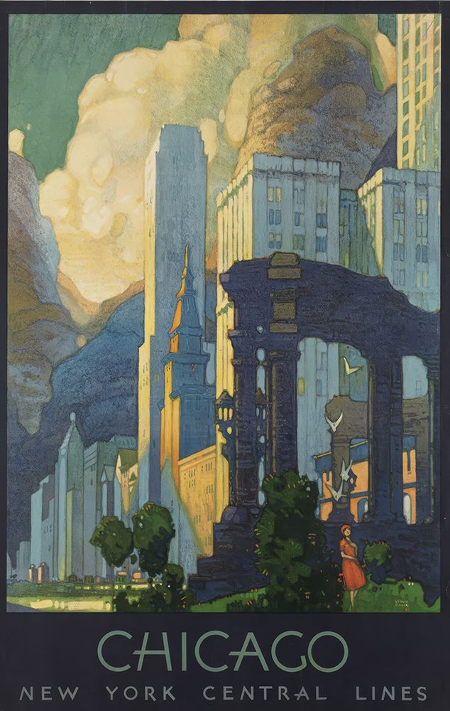 Chicago by Rail Vintage Travel Poster