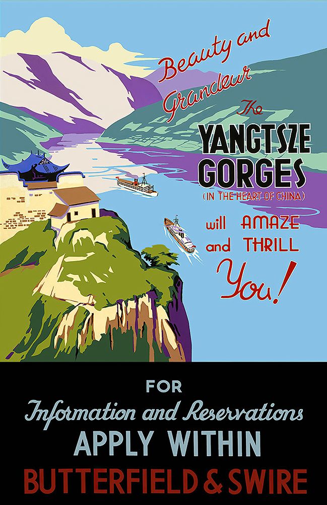China The Yangtsze Gorges Vintage Travel Poster
